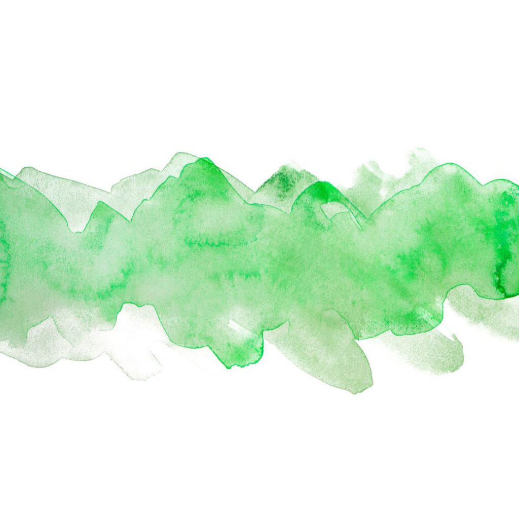 Grüne Farbtupfer mit Aquarellfarbe