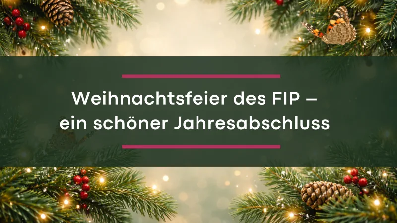 Titel: Weihnachtsfeier des FIP, mit weihnachtlichem Hintergrund